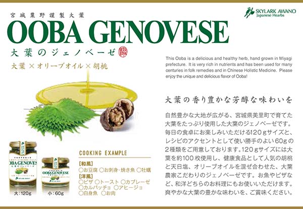 大葉のジェノベーゼ大葉のめぐみ スカイラーク・アワノ